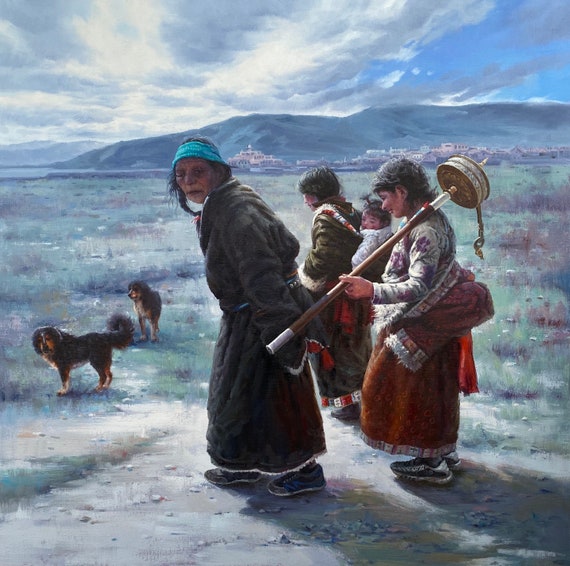 Original Tibetan People Oil Painting: Realistic Art Collection