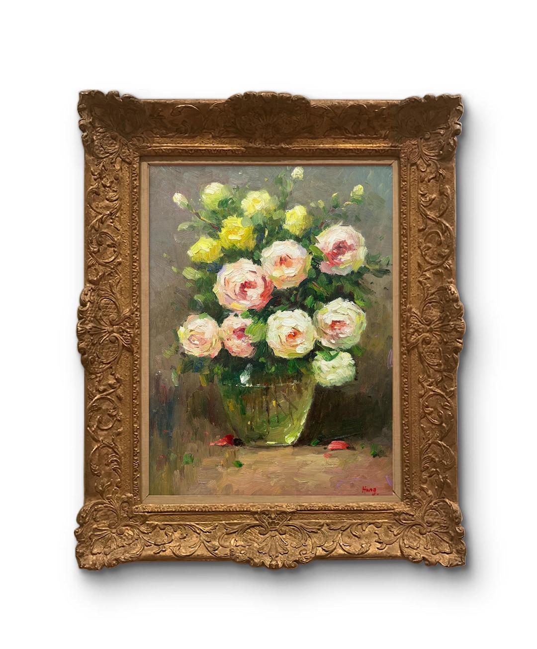 original-oil-painting-rose-flower-art-impressionist-floral-wall-decor