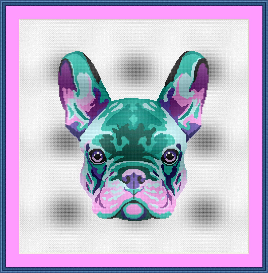 Mint bulldog/french bulldog cross stitch pattern/art picture Etsy