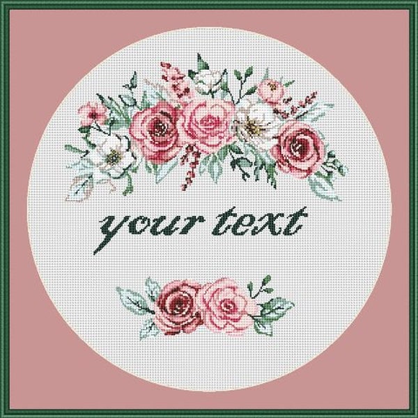 Personalized cross-stitch pattern/Comparison is the thief of joy/Blue and purple flowers/Your text here/Floral cross stitch pattern