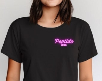 Peptide Girlie Camiseta Preta Unissex Camiseta Presente Ozempic Wegovy Semaglutide GLP-1 Vigilantes do Peso