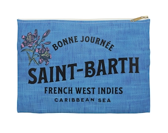 St Barth's Makeup Bag Travel Pouch Gift for Her Pencil Case Gift for Women French Beach Chic Saint Barthélemy