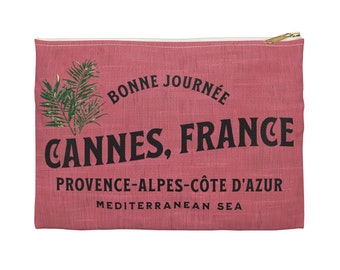 Cannes França Bolsa de maquiagem Acessório Bolsa de viagem Presente para ela Estojo de lápis Presente para mulheres French Beach Chic