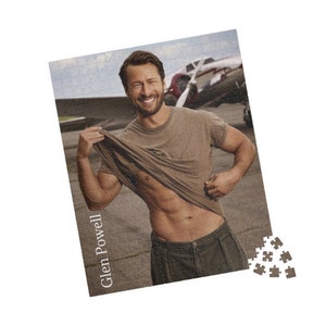 Rompecabezas de Glen Powell Twisters Anyone But You Top Gun Maverick Hit Man Regalo para ella Juego de vino Noche de chicas en