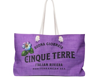Cinque Terre Tote Beach Bag Presente para Mulheres Fim de Semana Reutilizável Viagem Compras Tote Acessório Perfeito Italiano Praia Chique Itália
