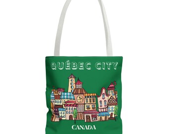 Cidade de Quebec Sacola Presente para Mulheres Homens Adolescentes Crianças Compras Viagem Passatempo Livros Reutilizável Dobrável Carryall Canadá Cidade de Quebec