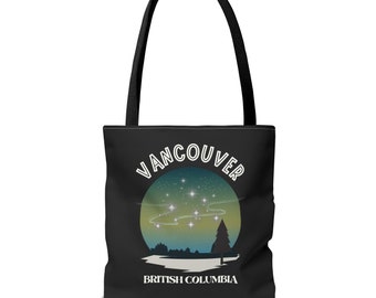 Vancouver Tote Bag Presente para Mulheres Homens Adolescentes Crianças Compras Viagem Passatempo Livros Reutilizável Carryall British Columbia Observação de estrelas