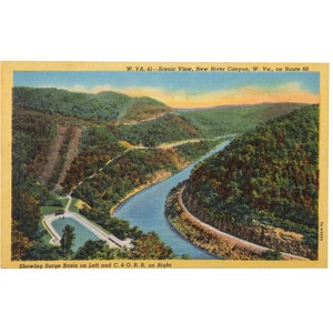 Vintage West Virginia Postcard, New River Canyon, Keyser, WV