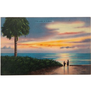 Vintage Postcard, Dawn in Florida, Florida Beach Sunset