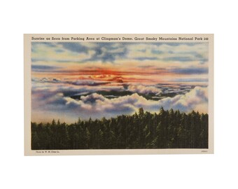 Vintage Postcard, Great Smoky Mountains National Park, Sunrise from Clingman's Dome