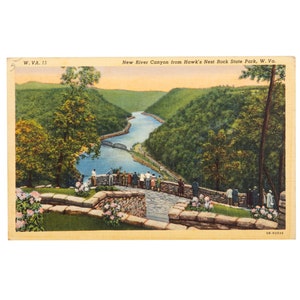 Vintage West Virginia Postcard, New River Canyon, Hawk&#39;s Nest Rock State Park, WV