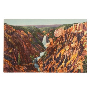 Vintage Postcard, Grand Canyon, Yellowstone National Park, Wyoming, Lower Falls