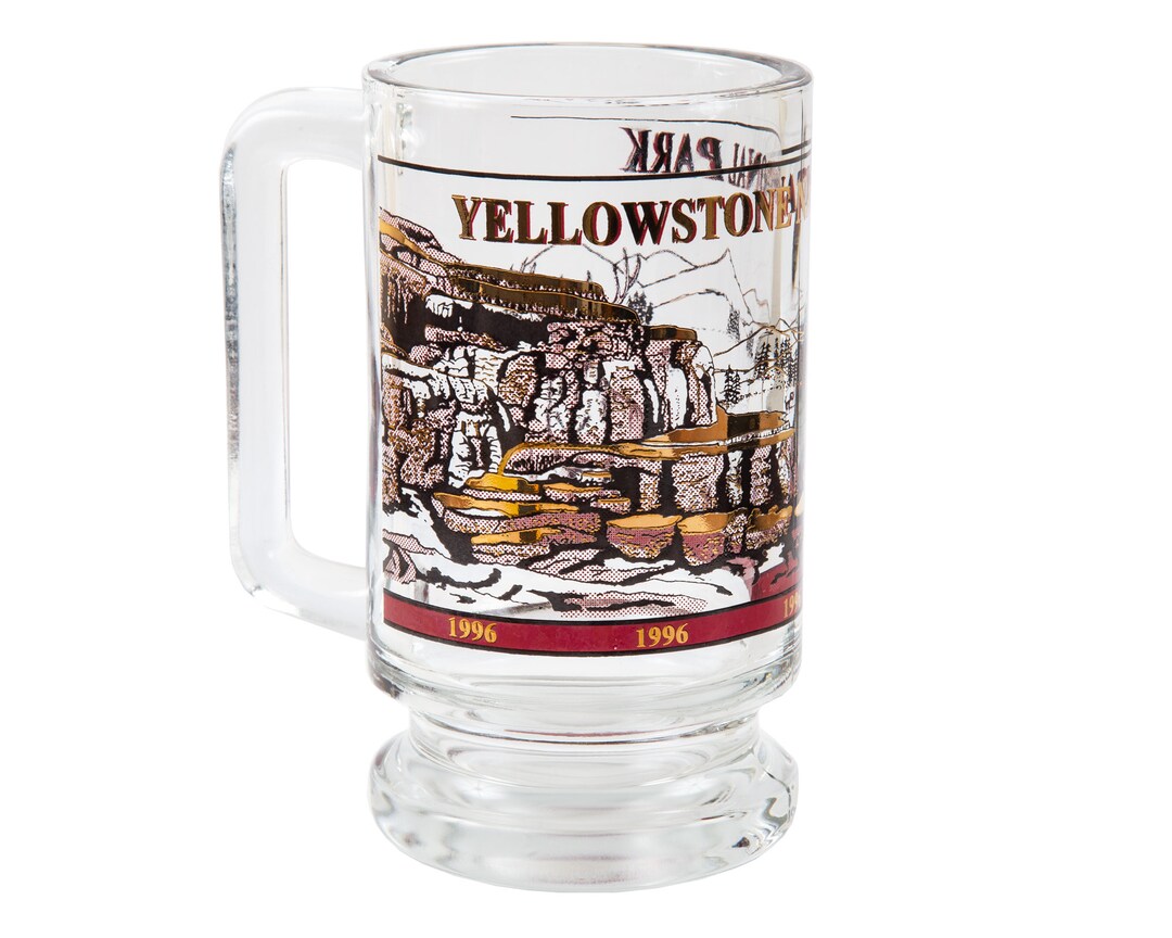Yellowstone National Park Glass Beer Stein 1996 Pedestal Mug Etsy