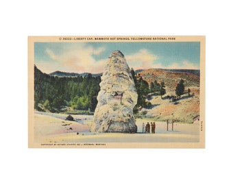 Vintage Postcard, Mammoth Hot Springs, Liberty Cap, Yellowstone National Park, Wyoming