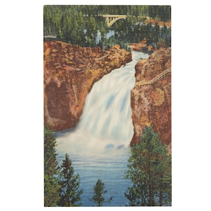 Vintage Wyoming Postcard, Upper Falls of The Yellowstone River, Yellowstone National Park, WY