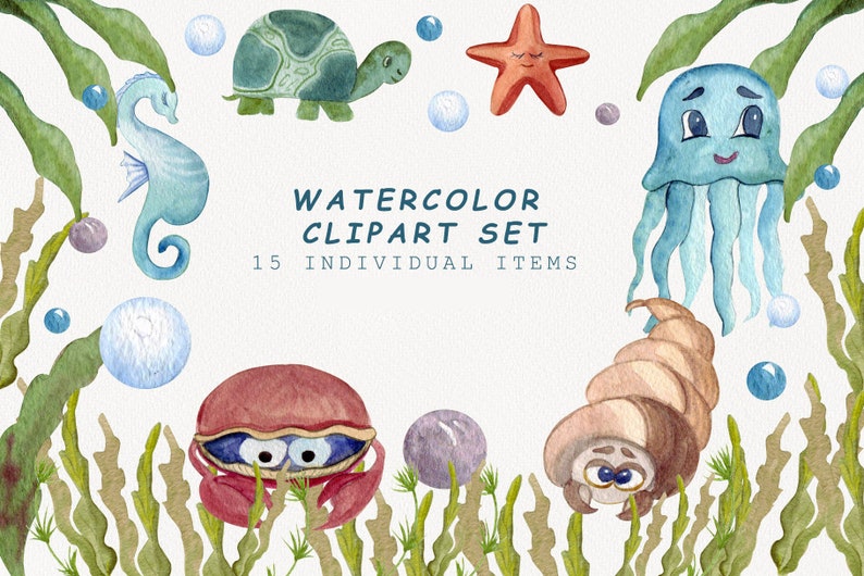 Jellyfish Sea Animals Clipart Nursery Graphics Baby Shower Clipart Marine Animals Cute Clipart Summer Clipart Watercolor Clip Art Clip Art Art Collectibles Vadel Com