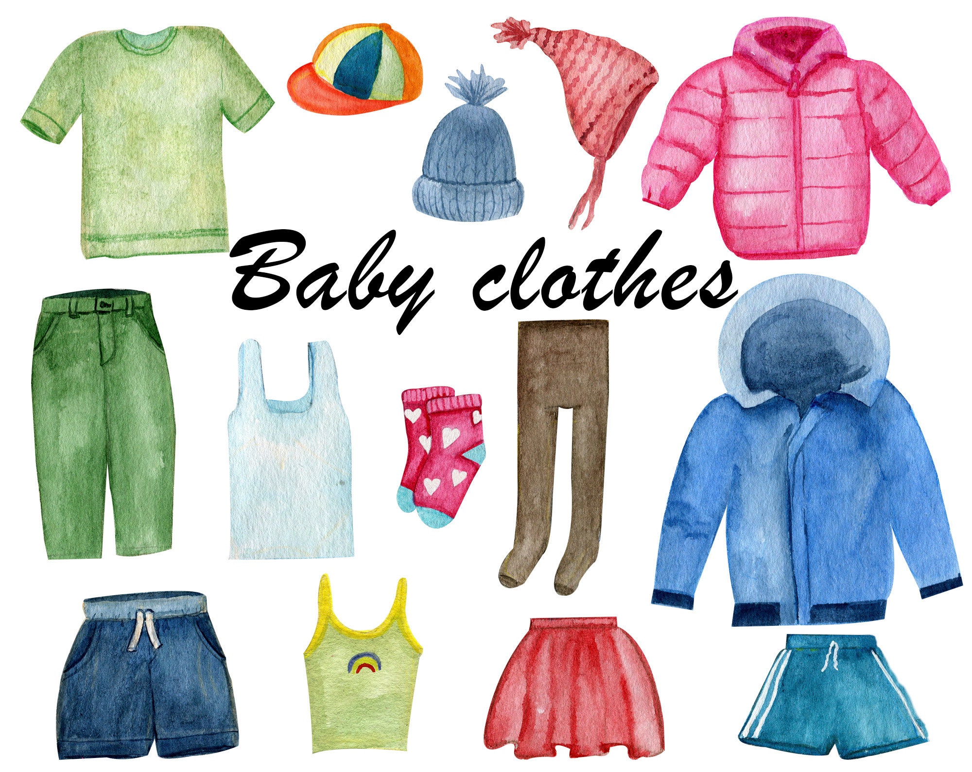 Spring Summer Clothing Clipart, Clothes Clipart, Spring Clipart