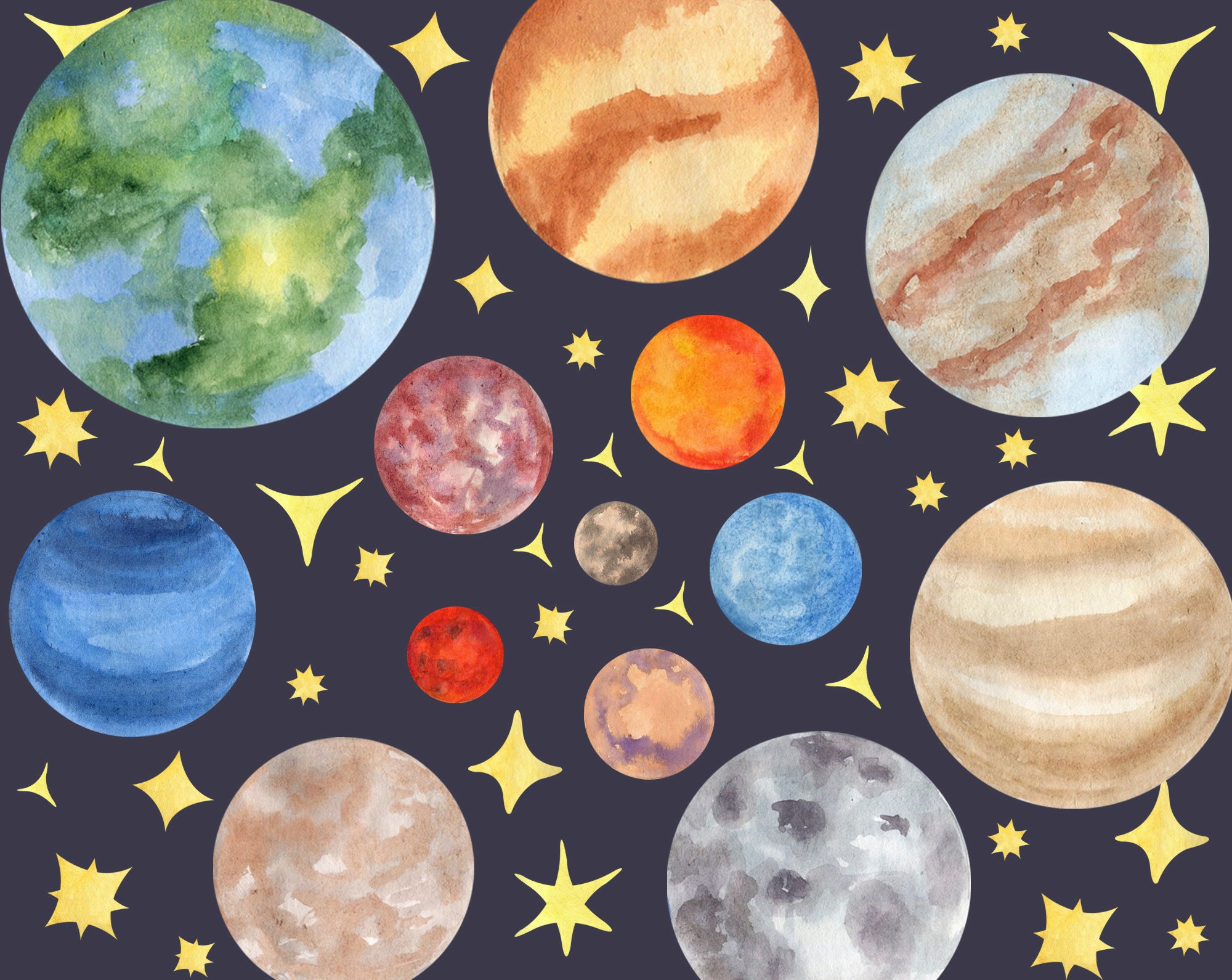 Weltraum Clipart Aquarell Planeten Galaxie Illustration | Etsy