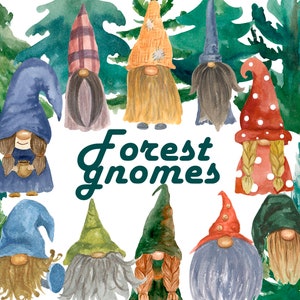 Christmas gnome, pine tree clipart