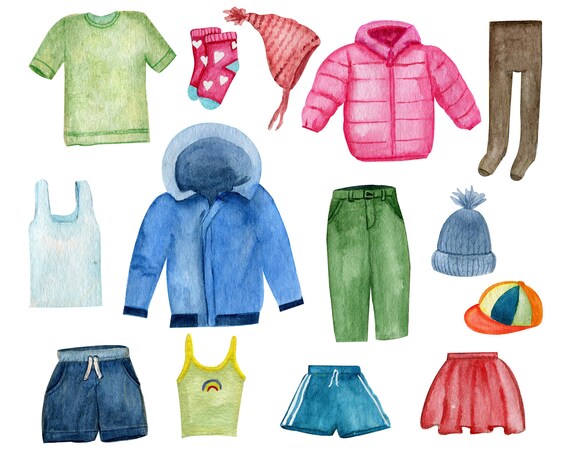 Watercolor Fashion Clipart Baby Clothes PNG Sublimation 