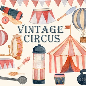 Vintage circustent, aquarel clipart
