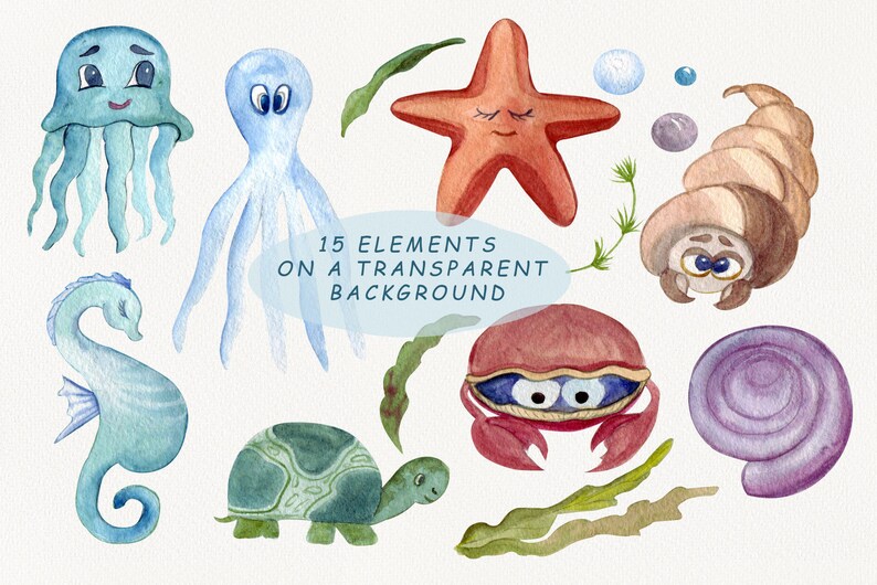 Jellyfish Sea Animals Clipart Nursery Graphics Baby Shower Clipart Marine Animals Cute Clipart Summer Clipart Watercolor Clip Art Clip Art Art Collectibles Vadel Com