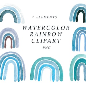 aquarelle bleu arc-en-ciel clipart. clipart de baby shower. Peint à la main