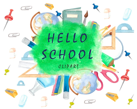 Watercolor School Clipart School Supplies Clipart Back To Etsy Watercolor School Clipart School Supplies Clipart Back To Etsy
