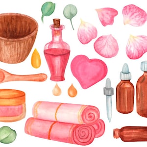 Ensemble de cliparts spa aquarelle - illustrations beauté pour projets DIY