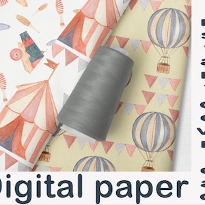 Digitaler Download Vintage Zirkuszelt Dekoratives Papier Pack - Nahtlose Aquarell Muster