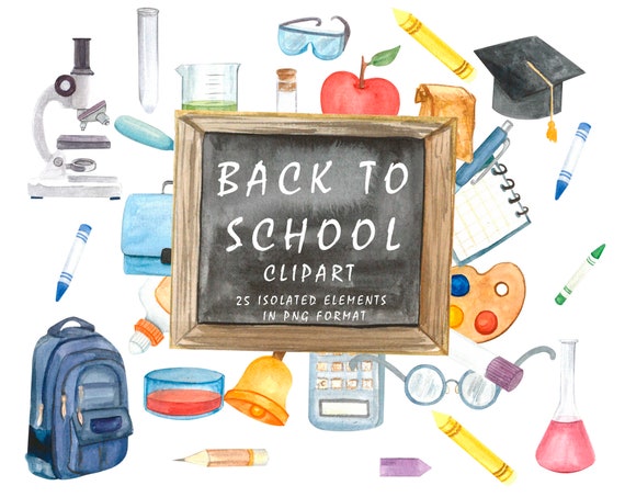 Watercolor Retro School Bag Clipart Graphic by Regulrcrative