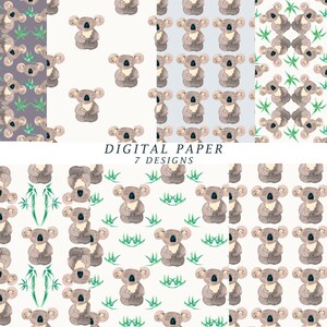 seamless pattern watercolor koala. 12x12 digital paper