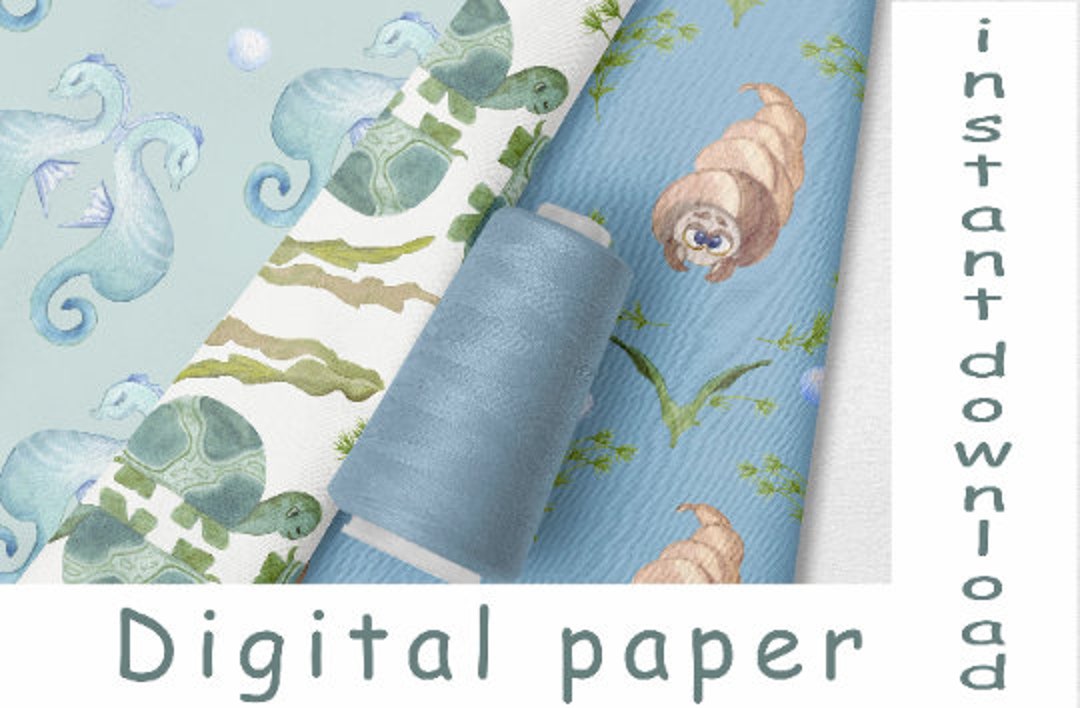 Seamless Underwater Patterns - Ocean Digital Paper for Wrapping - Sea ...