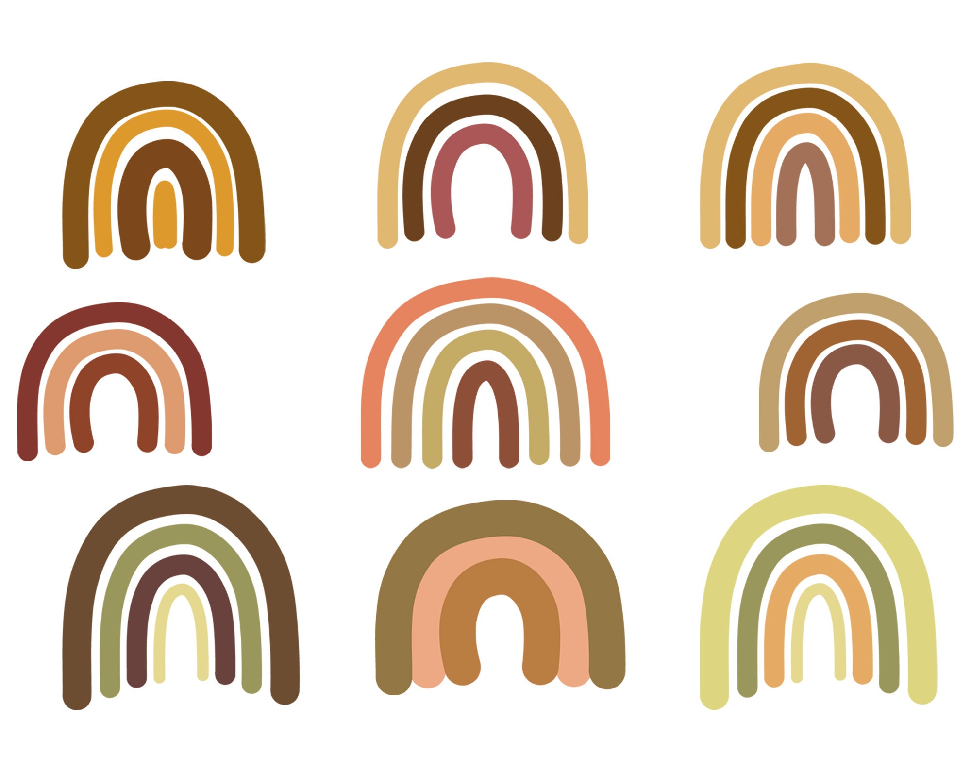 Paper Neutral Rainbow PNG Boho Rainbow Clipart Boho Nursery Decor Clip