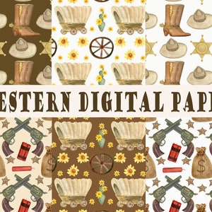 Watercolor western digital paper, Seamless pattern