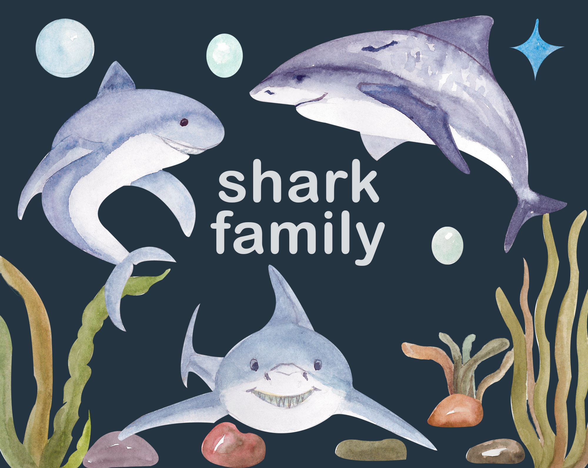 Baby Shark Clipart Watercolor Family Clip Art Etsy Baby Shark Clipart Watercolor Family Clip Art Etsy