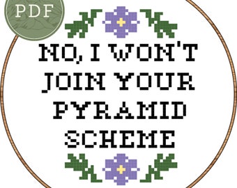 Pyramid Scheme Stitch Pattern | Joke Cross Stitch | Modern Cross Stitch | Beginner | Easy