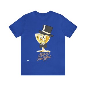 Happy New Year with a Funny Champagne Flute On Unisex Jersey Short Sleeve Tee