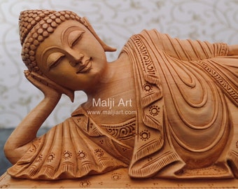 Wooden Buddha Statue Etsy