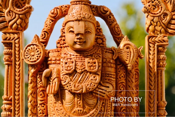 Sandalwood fine Hand Carved Tirupati Balaji Statue