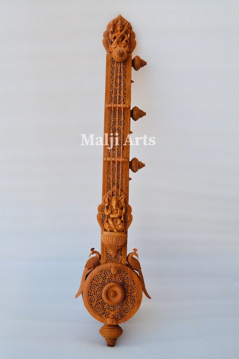 Buy Unique Sandalwood Carved Opening Sitar or Veena Collective Online