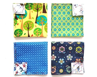 4 two-ply fabric handkerchiefs made from 100% cotton. Ready for dispatch.