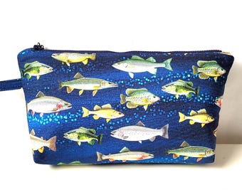 Toiletry bag/cosmetic bag with coated cotton lining. Ready for shipping.