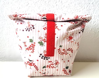 Large lunch bag made of Acufactum fabric, currant design. Ready for dispatch.