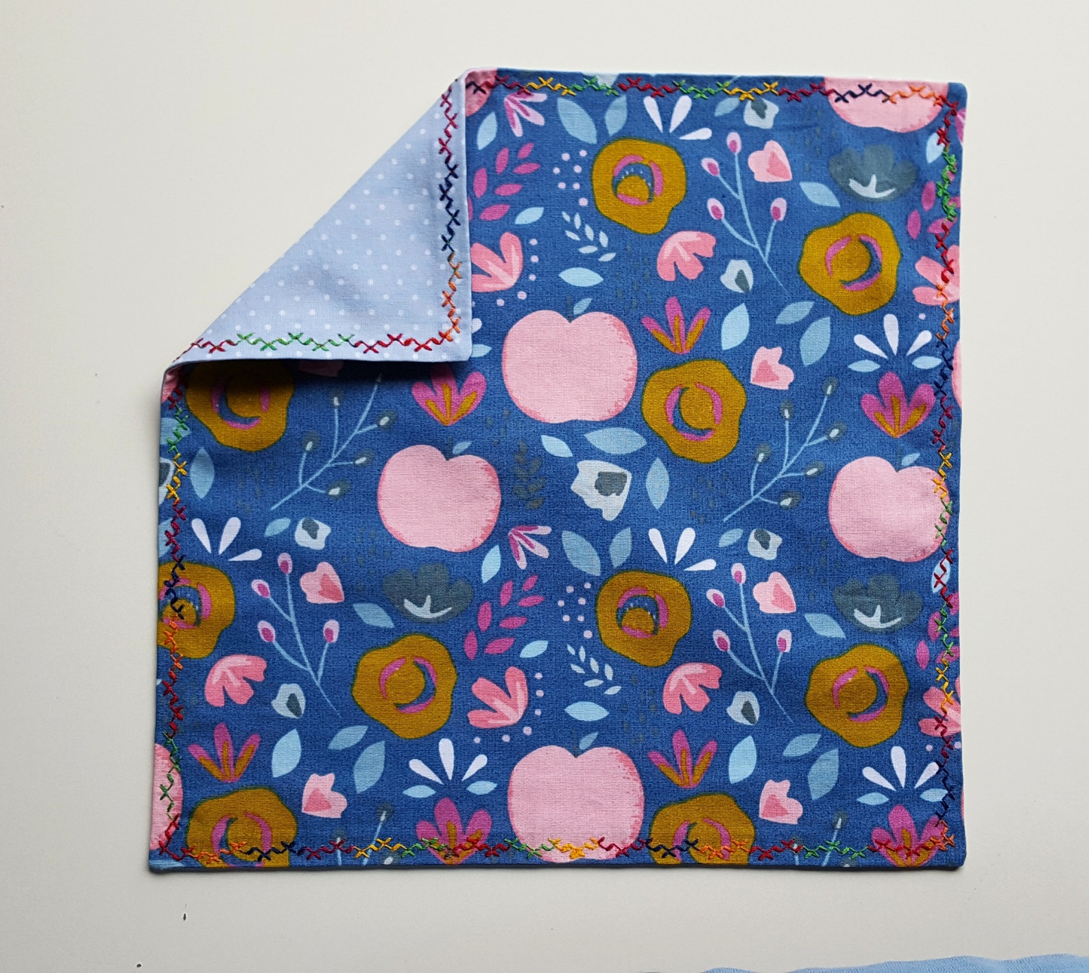 4 fabric handkerchiefs made of 100 cotton twolayer. Ships Etsy