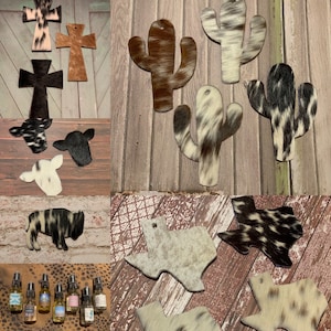 Genuine Cowhide Reusable Car Freshener with Fragrance Bottle (Texas,Cactus,Cross,Arrow,Cow,Buffalo) (Fragrance Details In Description)