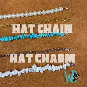 Trucker Hat Charm, Hat Accessory, Hat Chain, Hat Necklace (Western, Turquoise, White Buffalo, Silver, Gold)