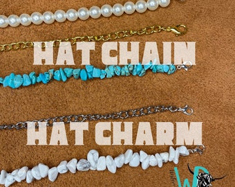 Trucker Hat Charm, Hat Accessory, Hat Chain, Hat Necklace (Western, Turquoise, White Buffalo, Silver, Gold)