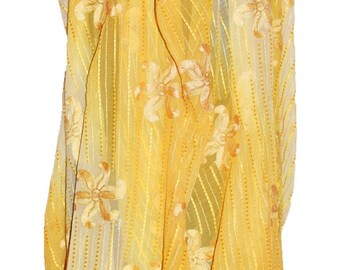 Boho Vintage Georgette Embroidery Work Scarf Dress Top Upcycled Dupatta Design Maxi Top Summer Beach Party dress Boho evening Maxi Top dress