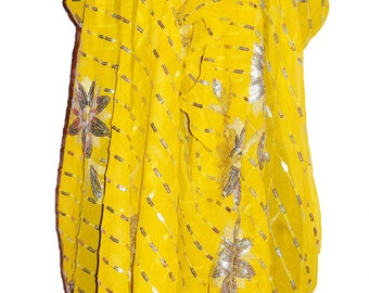 Boho Vintage Georgette Embroidery Work Scarf Dress Top Upcycled Dupatta Design Maxi Top Summer Beach Party dress Boho evening Maxi Top dress